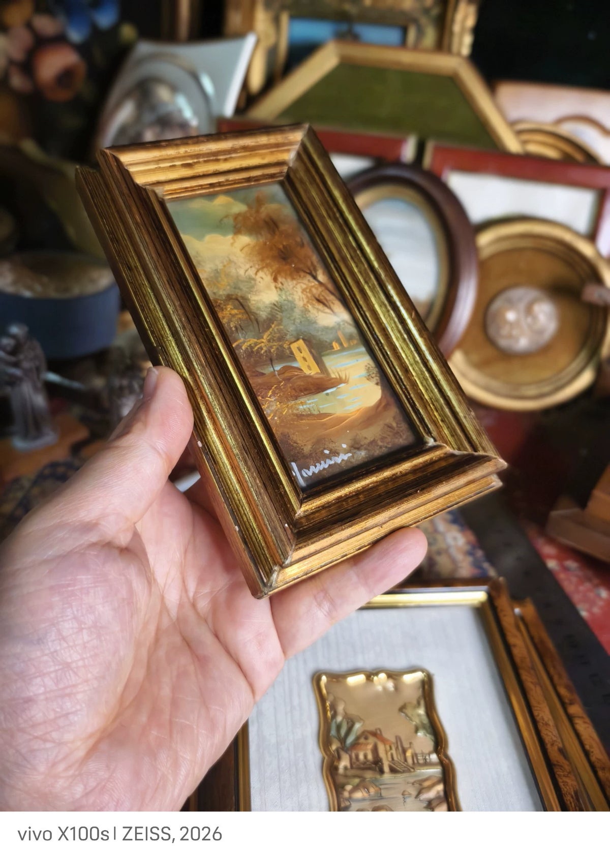 Miniature Mountain Landscape – Gold-Tone Frame