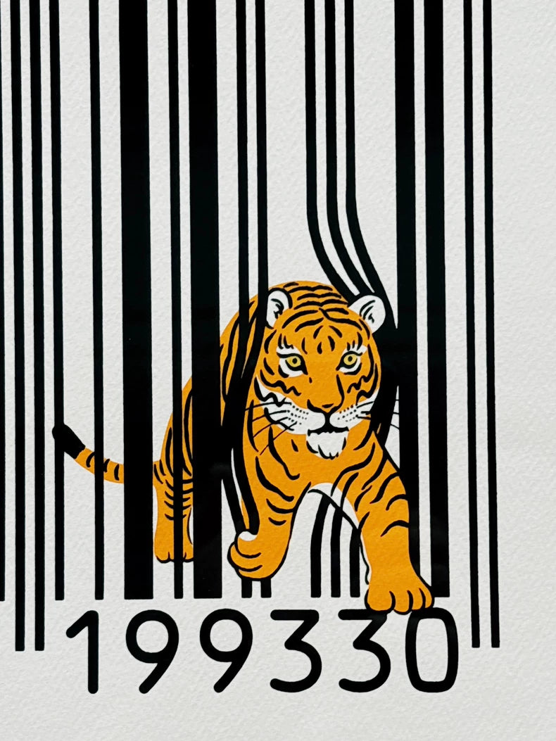 U.G. Saito – Barcode Tiger – Signed Framed Screenprint 62/200