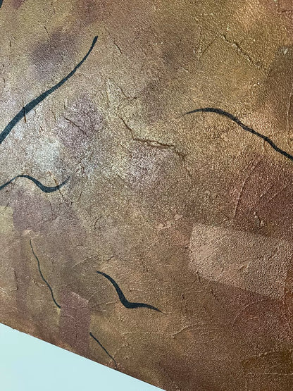 Hand-Painted Abstract Textured Canvas with Gold Leaf – 150 × 100 cm