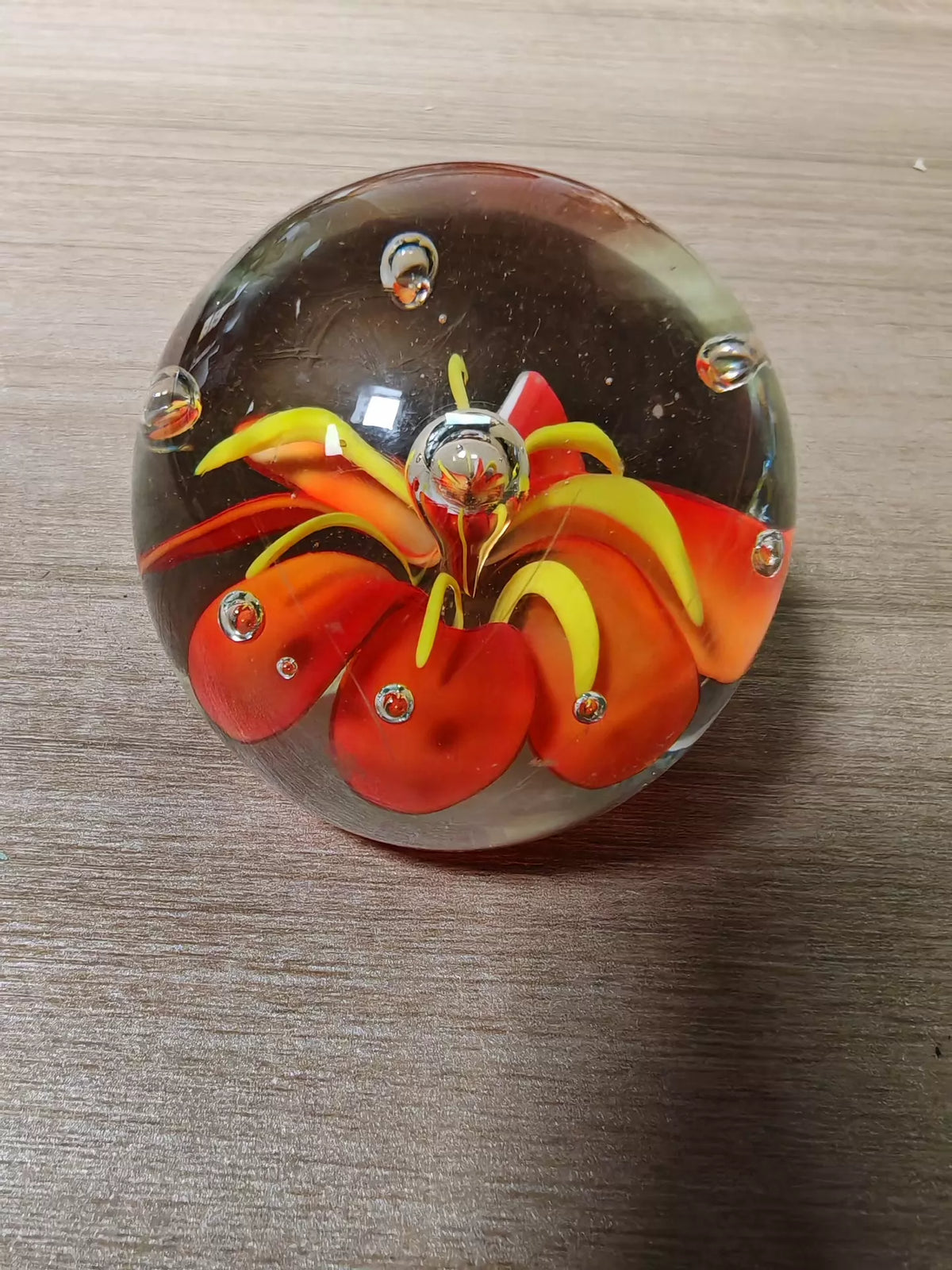 Orange Flower Glass Paperweight, 6 cm 1