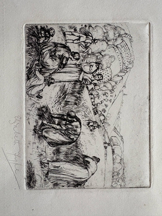 Harvest Workers – Signed Etching on Paper – actual item photograph 1