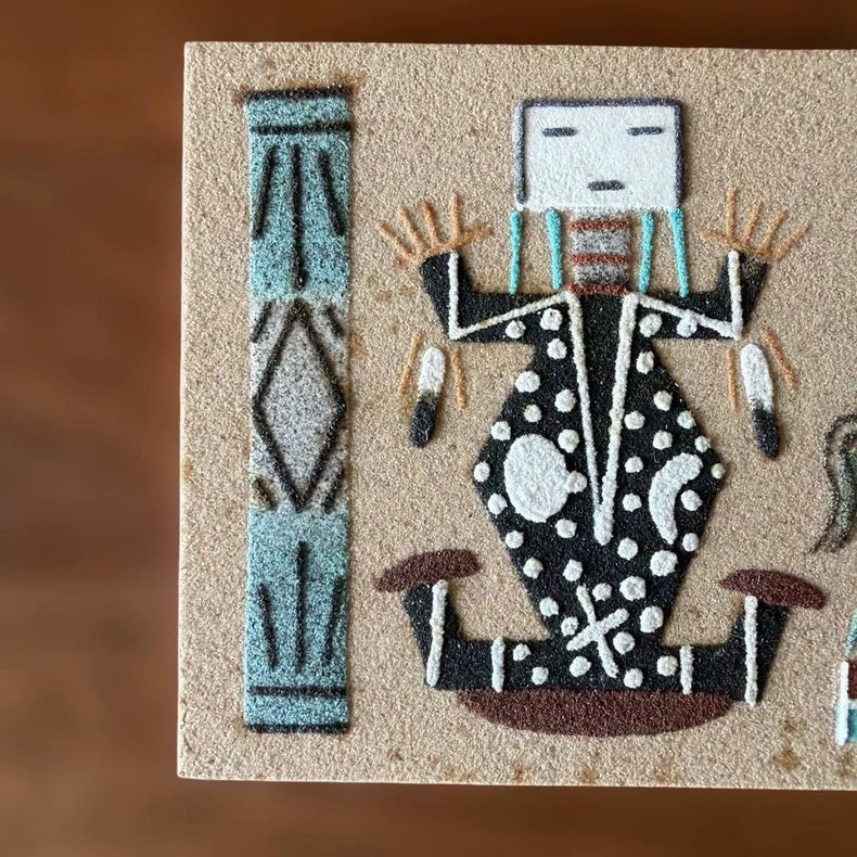 Navajo Sandpainting – Three Figures – 7.5 × 15 cm