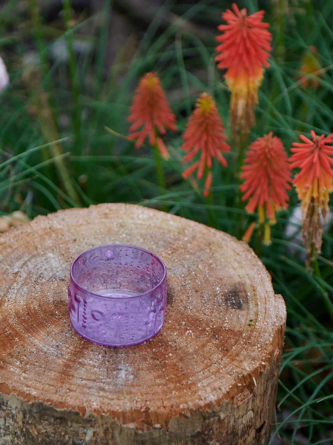 Flora – Purple Botanical Glass Bowl — front view
