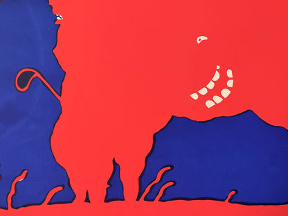 T. Abe – Red and Blue Creatures, Numbered Screenprint