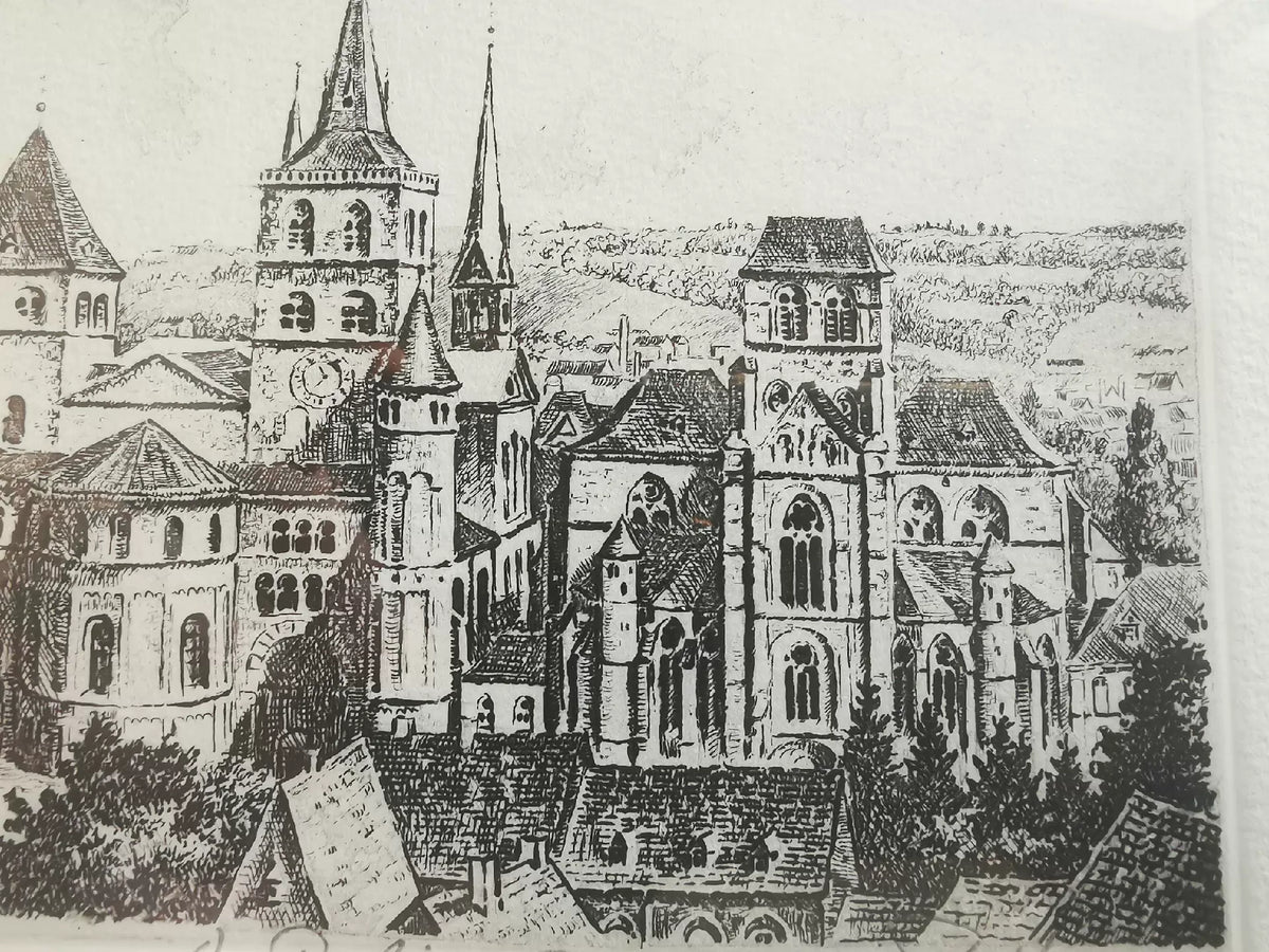 European Architectural Etching – Framed – actual item photograph 4