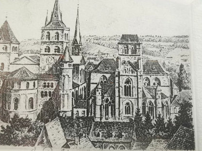 European Architectural Etching – Framed – actual item photograph 4