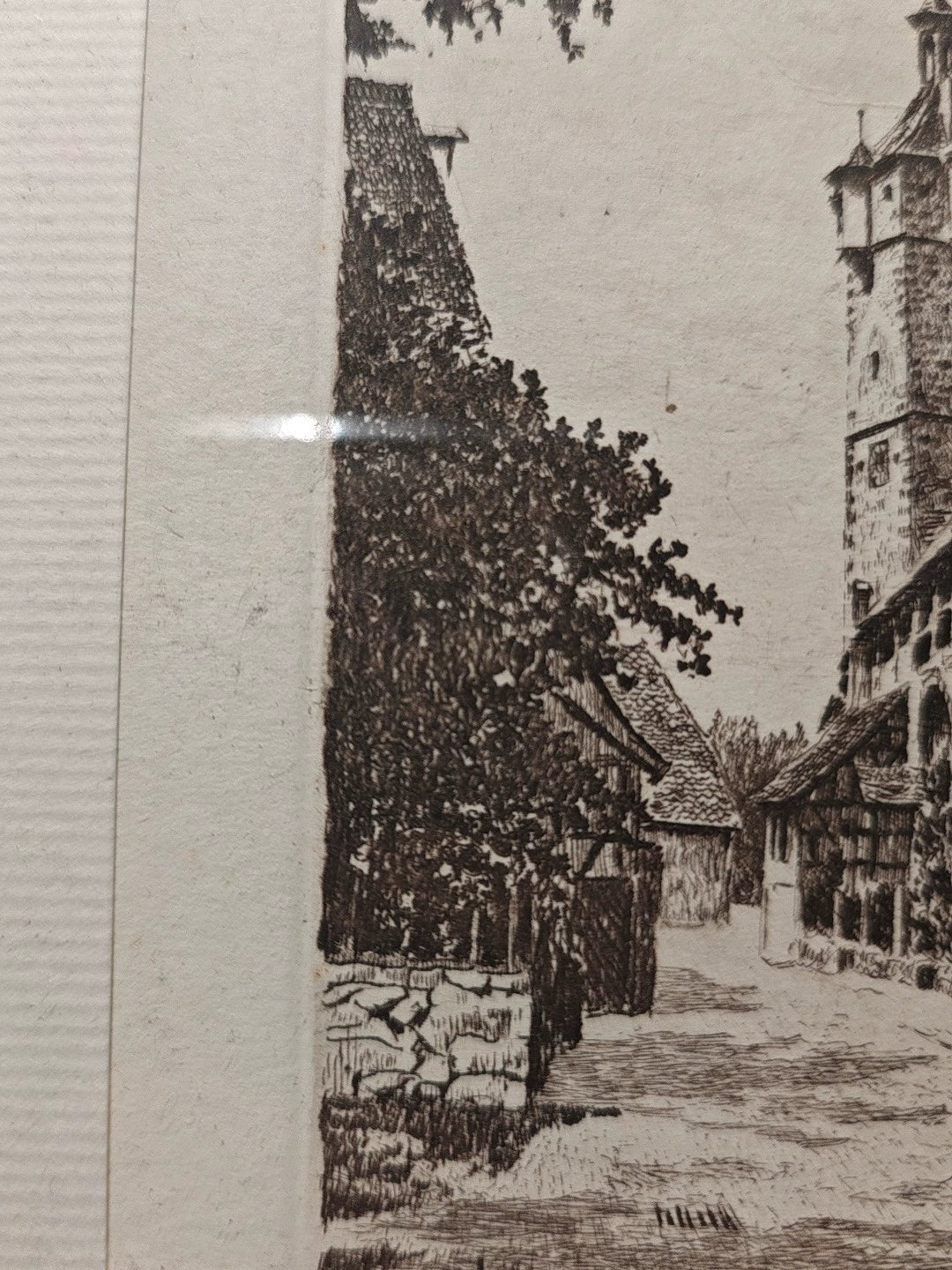 Rothenburg Klingentor – Framed German Town Etching – actual item photograph 7