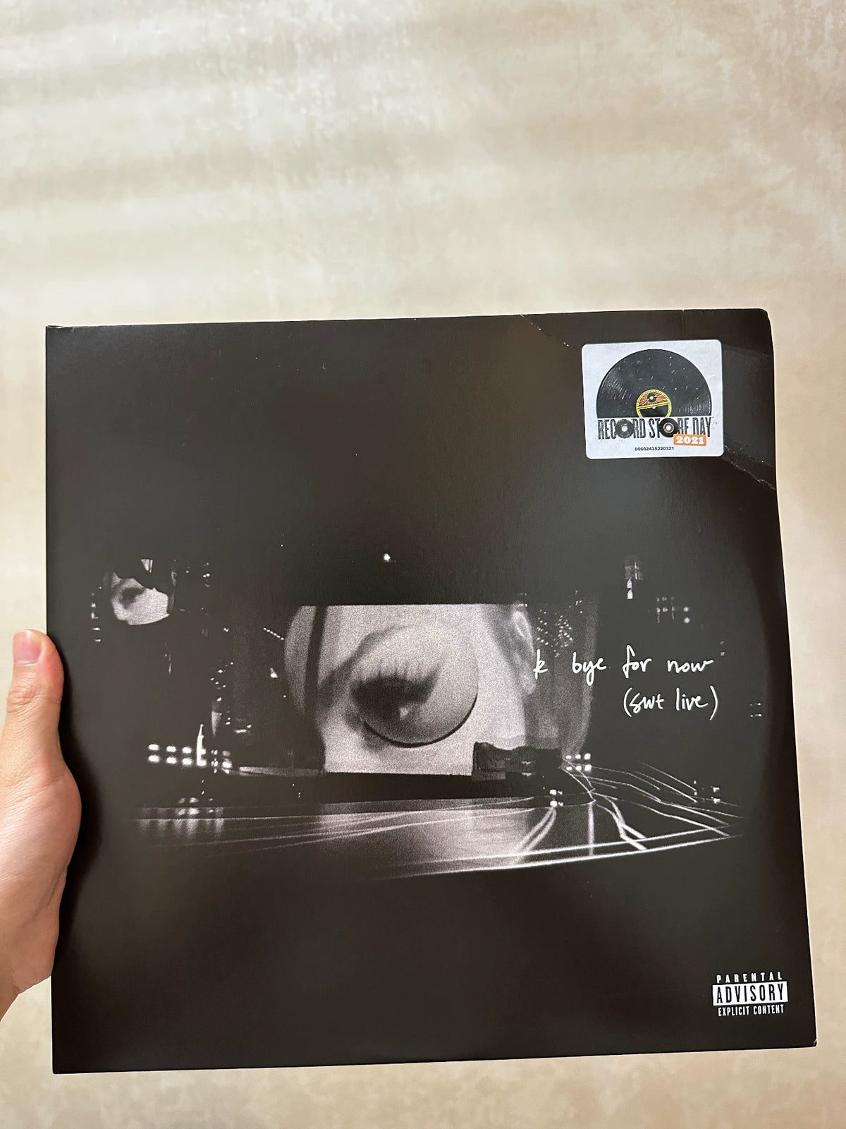 Actual opened Ariana Grande K Bye for Now European RSD 3LP copy with upper-right sleeve crease