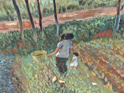 Rural Harvest Scene – Unframed Canvas Painting