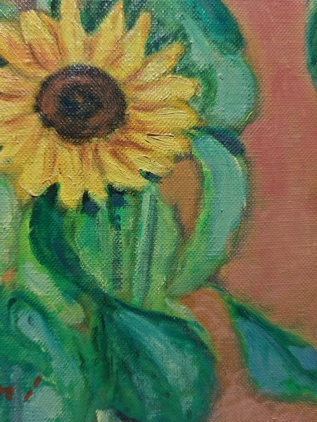 Sunflowers – Framed Oil Painting, Signed S. Shigemi