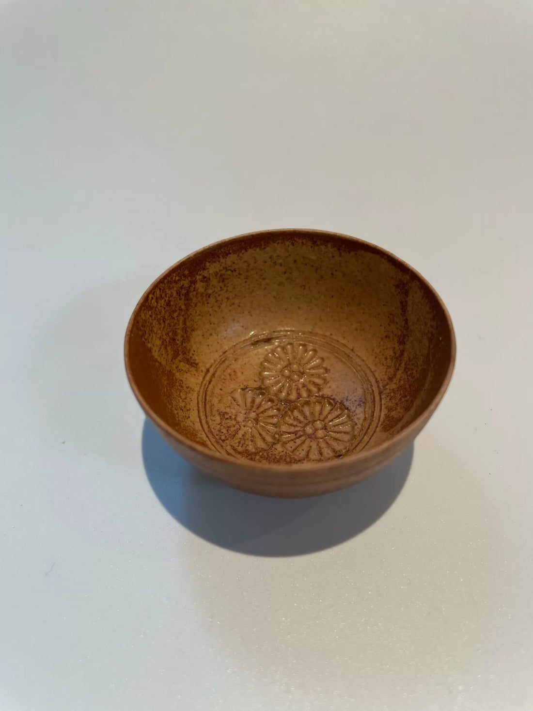Brown-Glazed Miniature Ceramic Cup — Single Piece