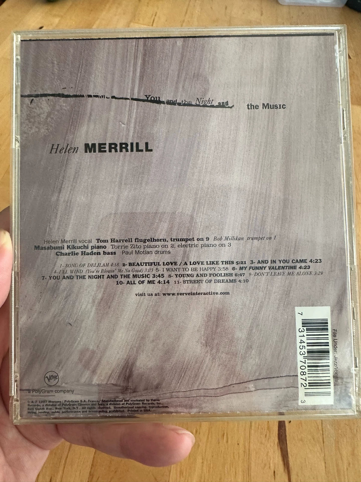 Helen Merrill – You and the Night and the Music – US CD – actual item photograph 2