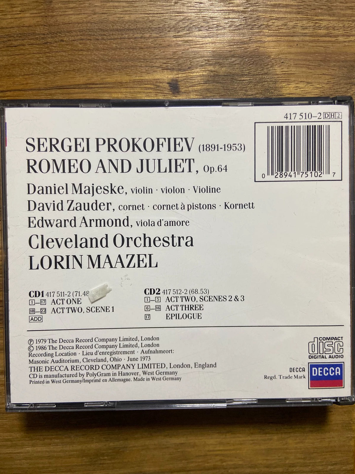 Prokofiev – Romeo and Juliet – Lorin Maazel / Cleveland Orchestra (2CD)