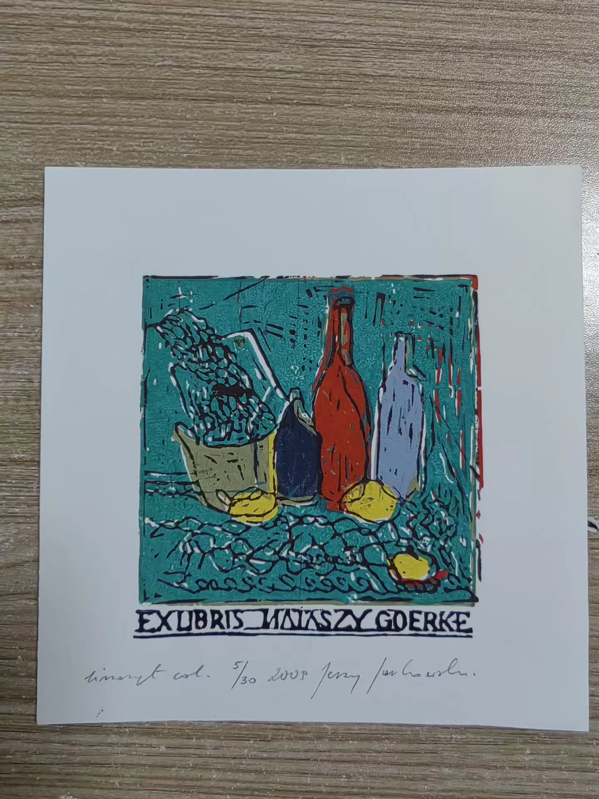 Color Still-Life Bookplate Print — front view