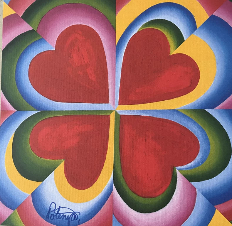 Polinya Signed Heart Art Print – Choice of Two – Rainbow Clover Heart