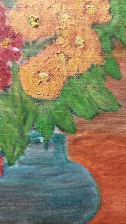 Flowers in a Blue Vase – Framed Painting
