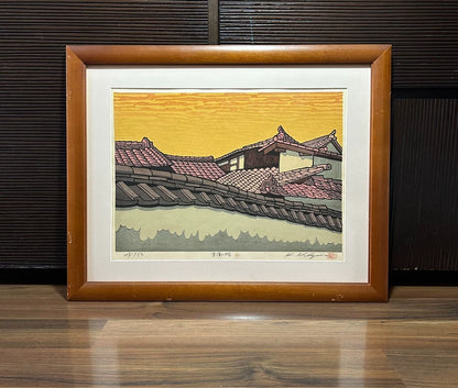 Katsuyuki Nishijima – Japanese Rooftops – Signed Framed Woodcut