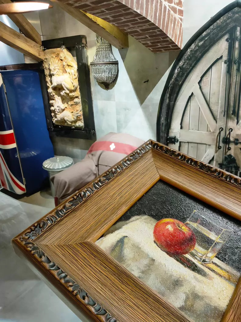 Signed Floral Oil Painting in Solid Wood Frame