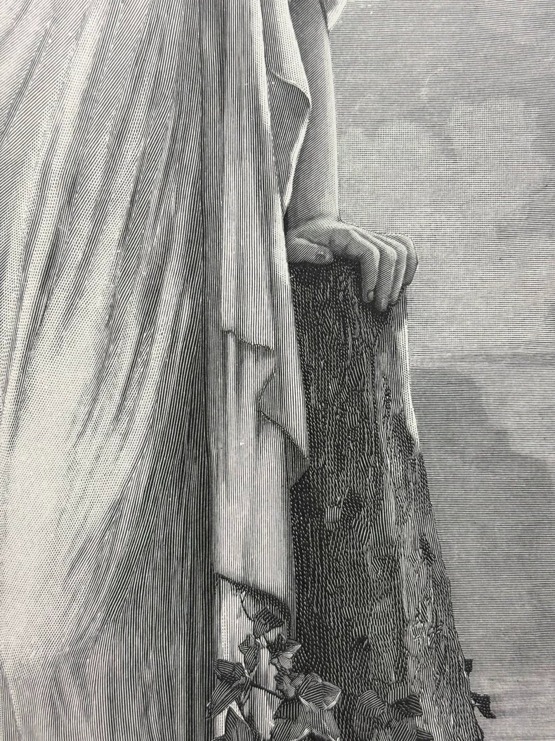 1893 German Wood Engraving of Sappho – 41 × 29 cm