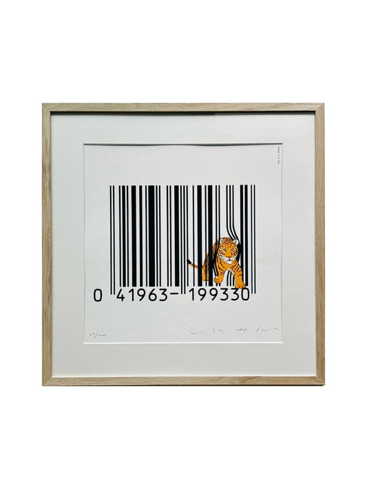 U.G. Saito – Barcode Tiger – Signed Framed Screenprint 62/200