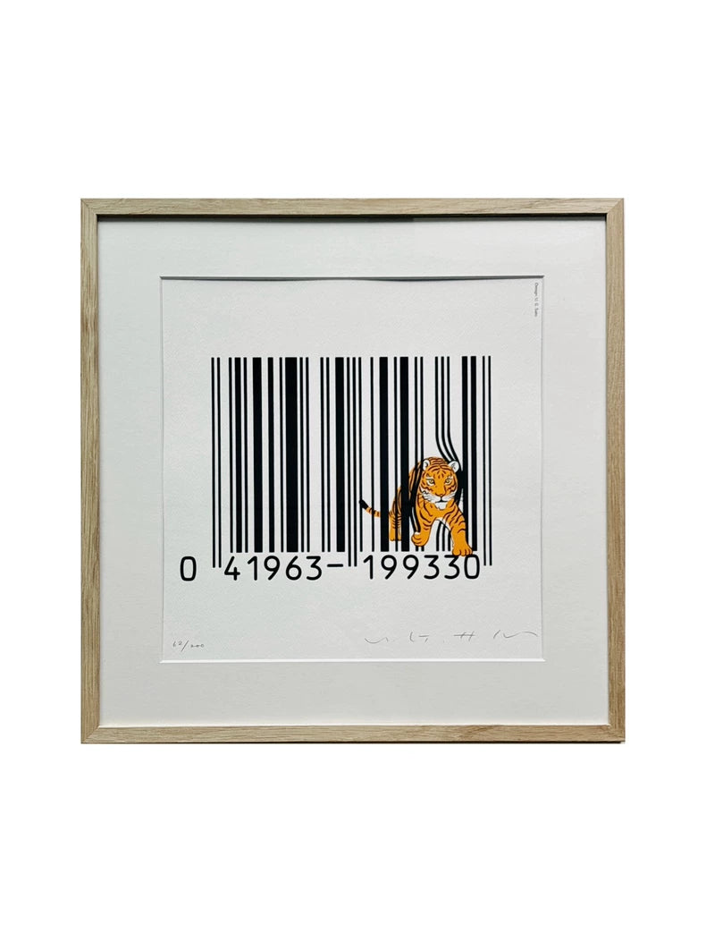U.G. Saito – Barcode Tiger – Signed Framed Screenprint 62/200