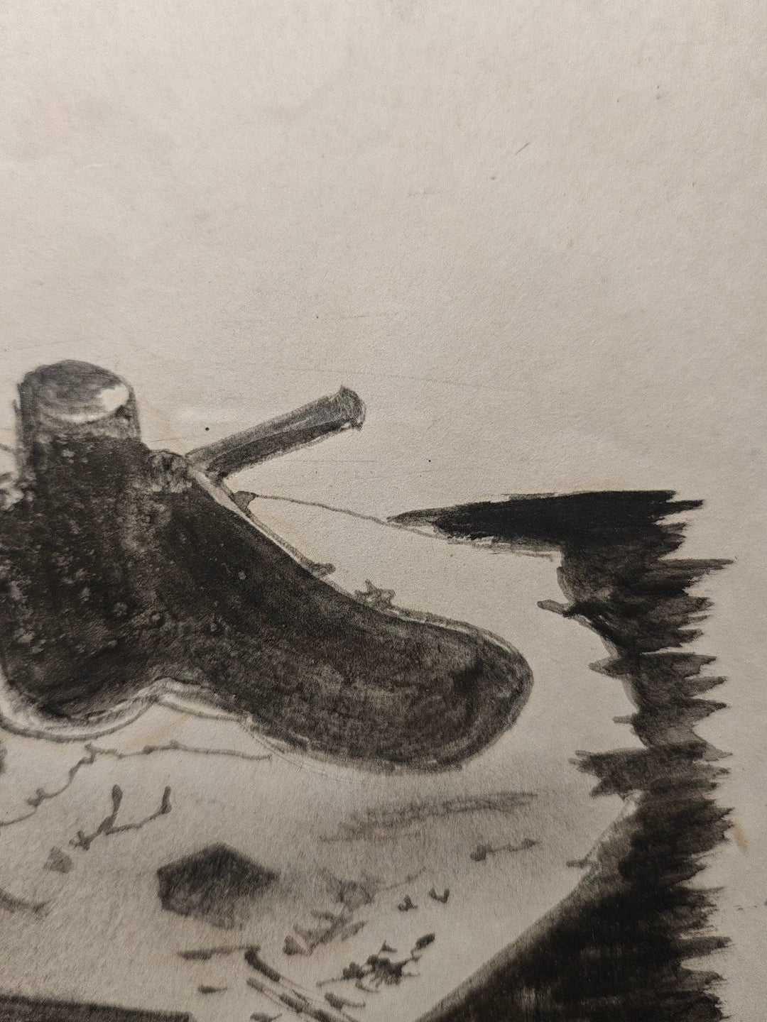 Shoes and Pipe – Framed Monochrome Drawing