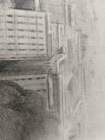 村田鹿治 – Paris Landscape Drawing – Framed