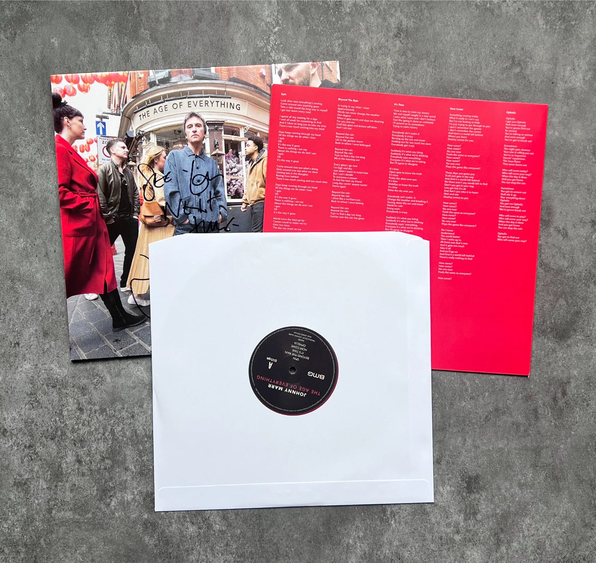 Johnny Marr – Age of Everything – Signed Red Vinyl LP – actual item photograph 3