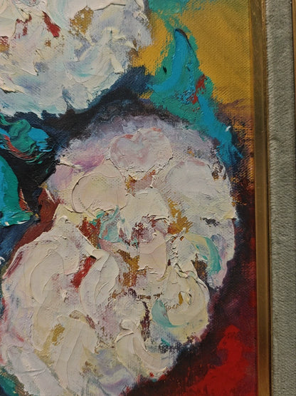 White Peonies – Framed Oil Painting