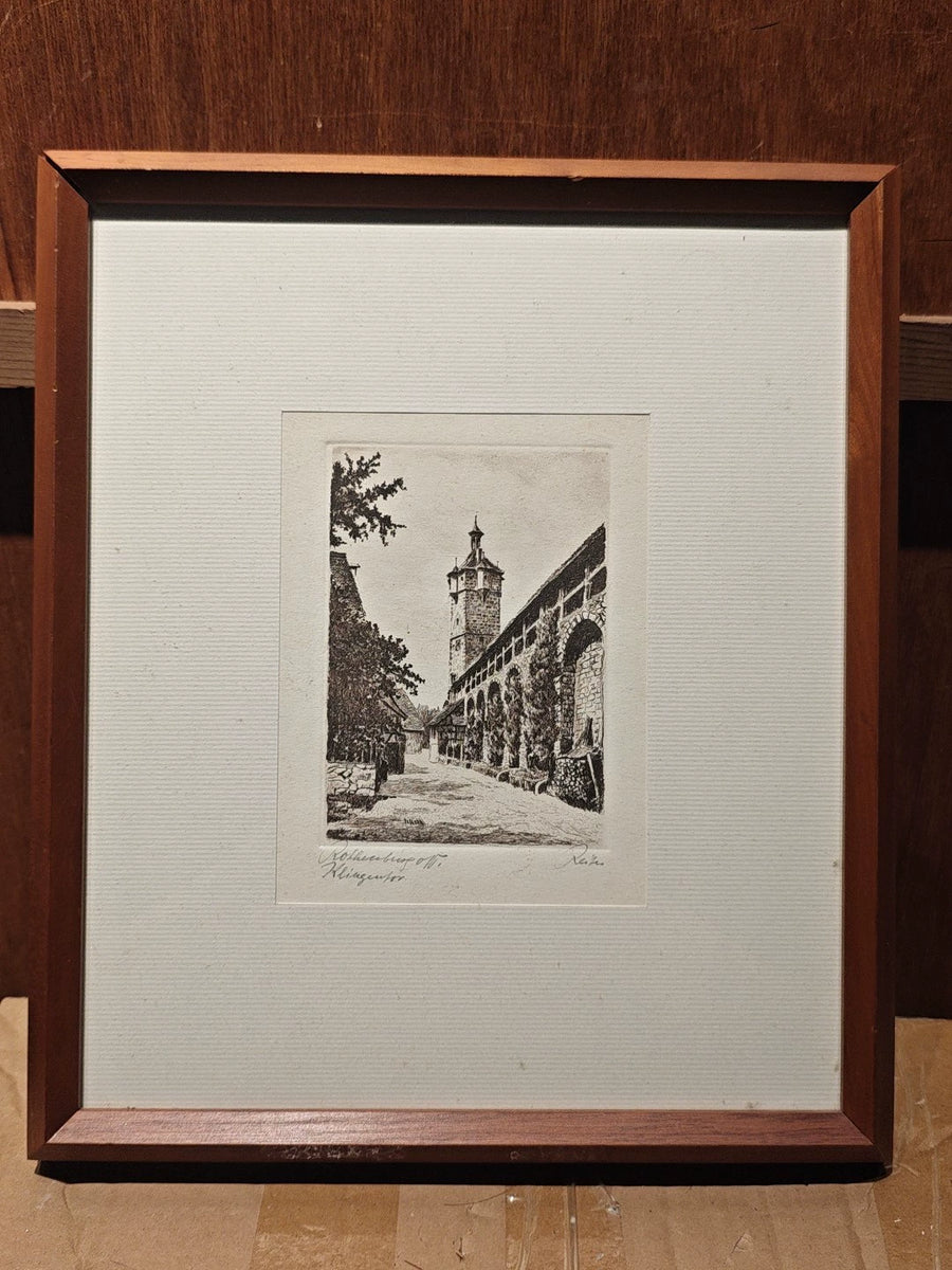 Rothenburg Klingentor – Framed German Town Etching