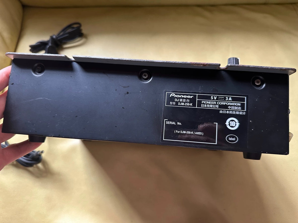Pioneer DJM-250-K – Two-Channel DJ Mixer, Heavy Cosmetic Wear – actual item photograph 7