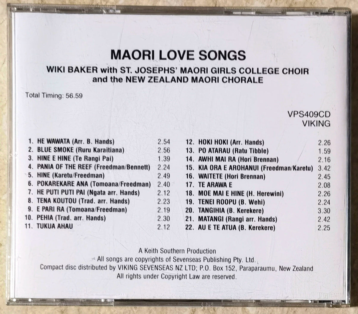 Wiki Baker / Choirs – Maori Love Songs – New Zealand CD