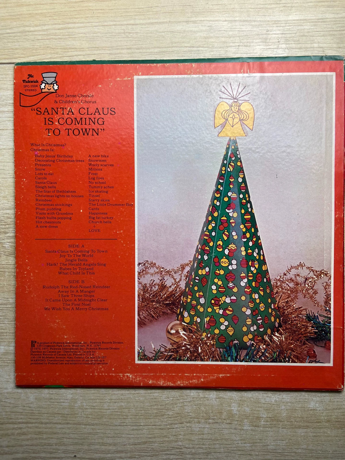Don Janse Chorale & Children's Chorus – Santa Claus Is Coming to Town (LP) – photo 2