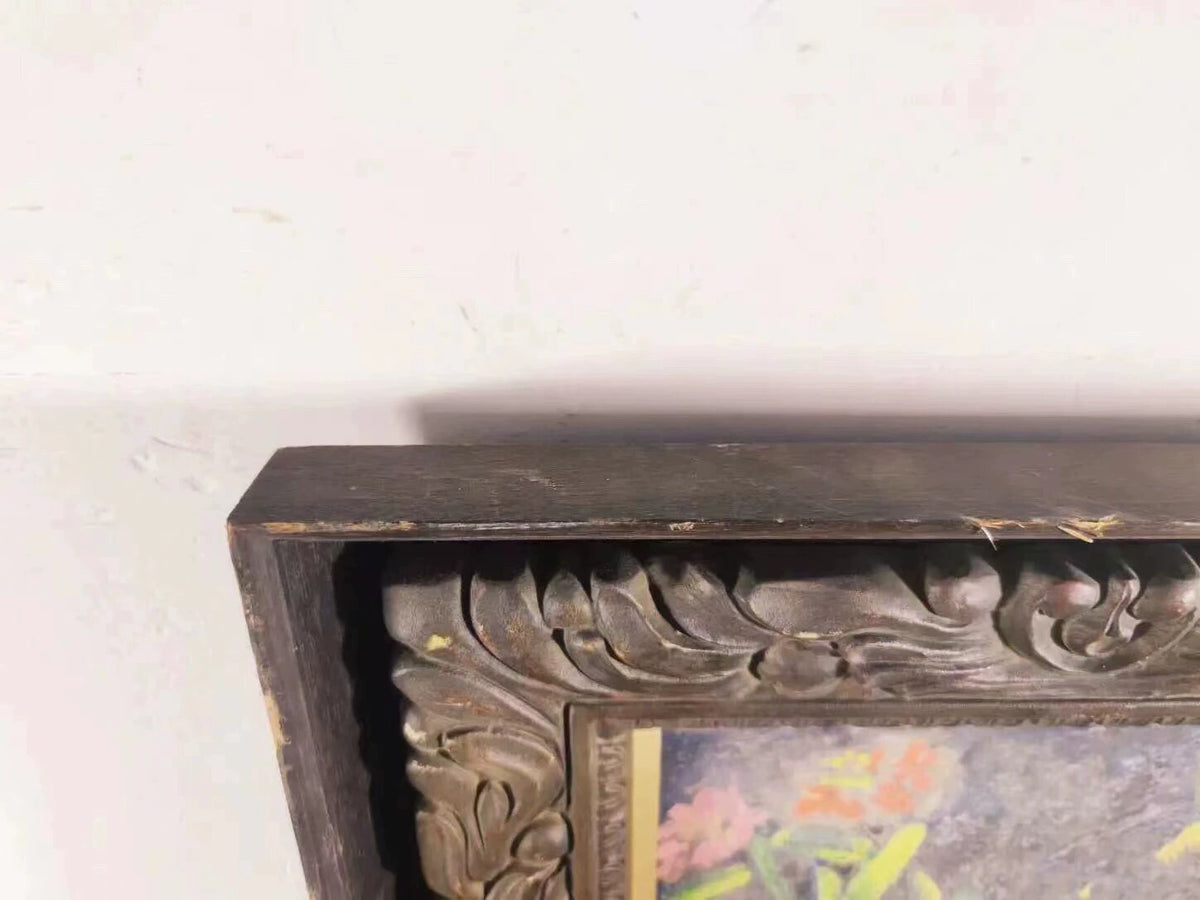 Flowers in a Vase – Vintage Framed Ceramic Art Plaque – detail 8