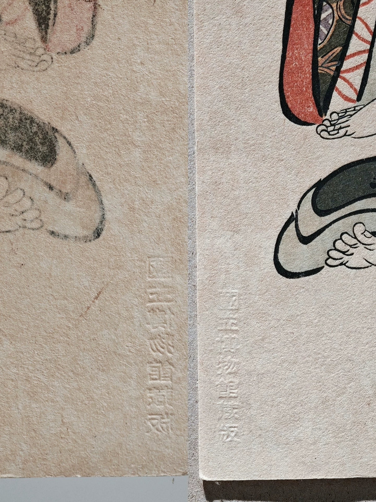 Torii Kiyonaga – Ichikawa Monnosuke and Girls – 1948 Woodblock Reproduction – detail 4