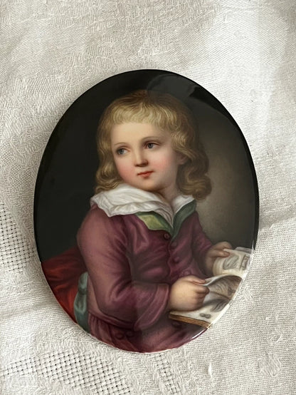 European Antique Oval Porcelain Portrait Plaque – actual product photo 2