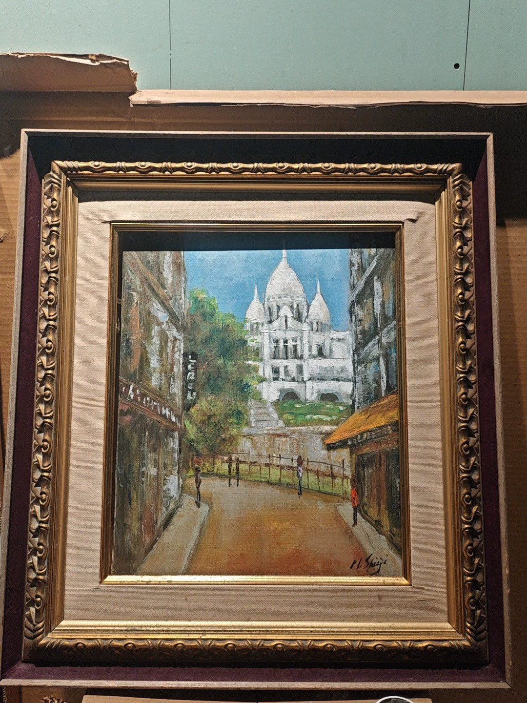 Sacré-Cœur Street Scene – Framed Oil Painting