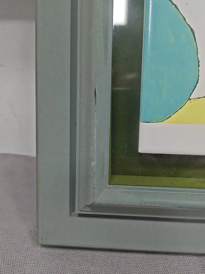 Masuo Ikeda – Abstract Faces – Framed Ceramic Art Plaque – detail 2