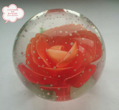 Red Flower Bubble-Glass Paperweight, 7.5 cm – source photo 1