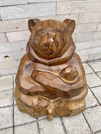 Guardian Bear Faux-Wood Resin Sculpture – 37 cm