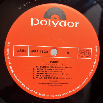 Peggy Lee – Peggy – Japanese Vinyl LP with OBI – actual item photograph 2