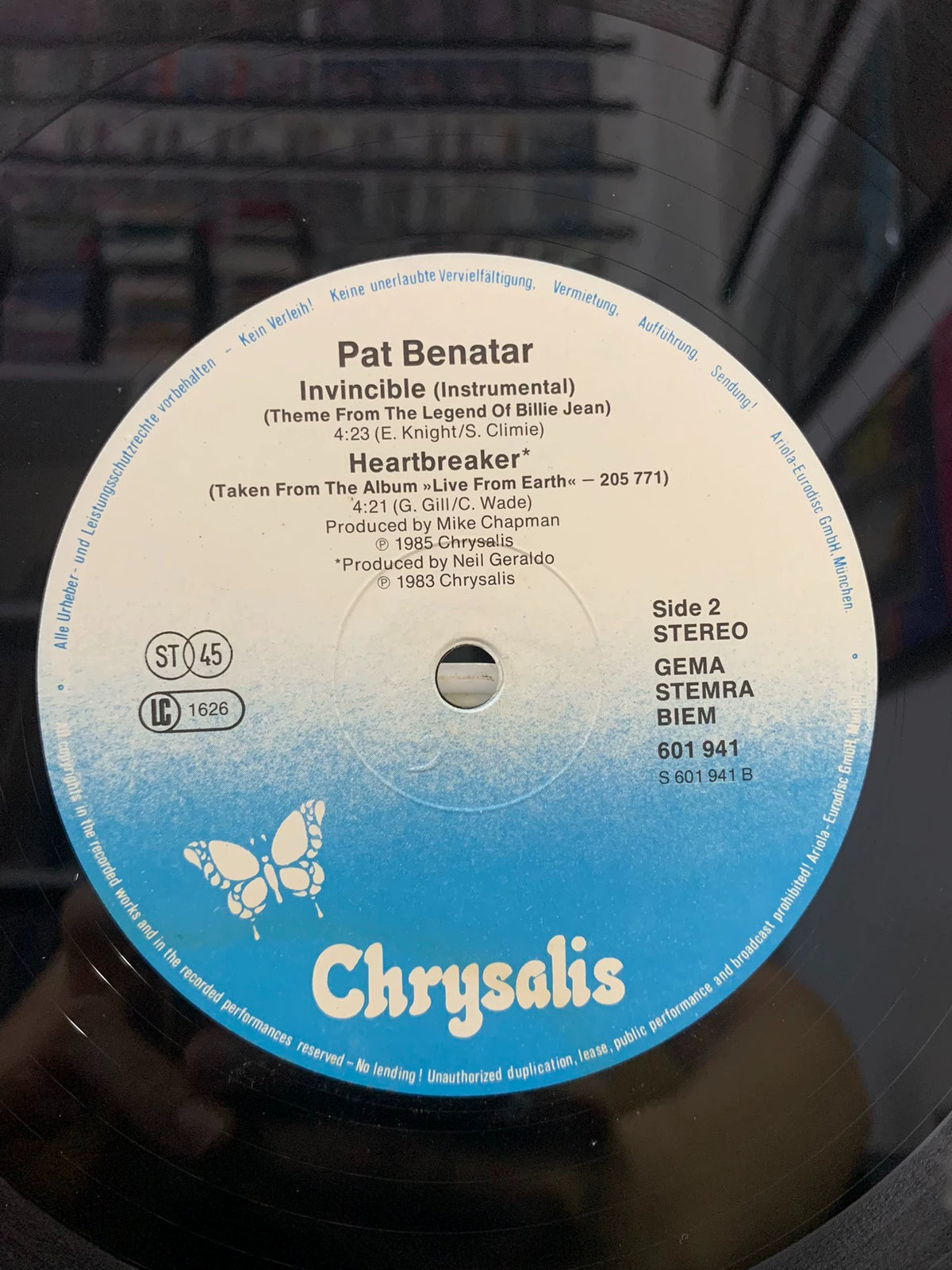 Pat Benatar – Invincible (Theme From The Legend Of Billie Jean); actual item detail