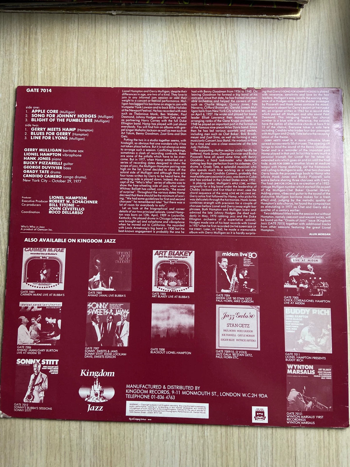 Lionel Hampton Presents Gerry Mulligan – UK LP – actual item photograph 3