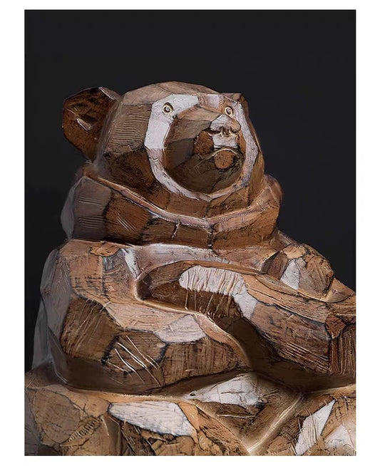 Guardian Bear Faux-Wood Resin Sculpture – 37 cm