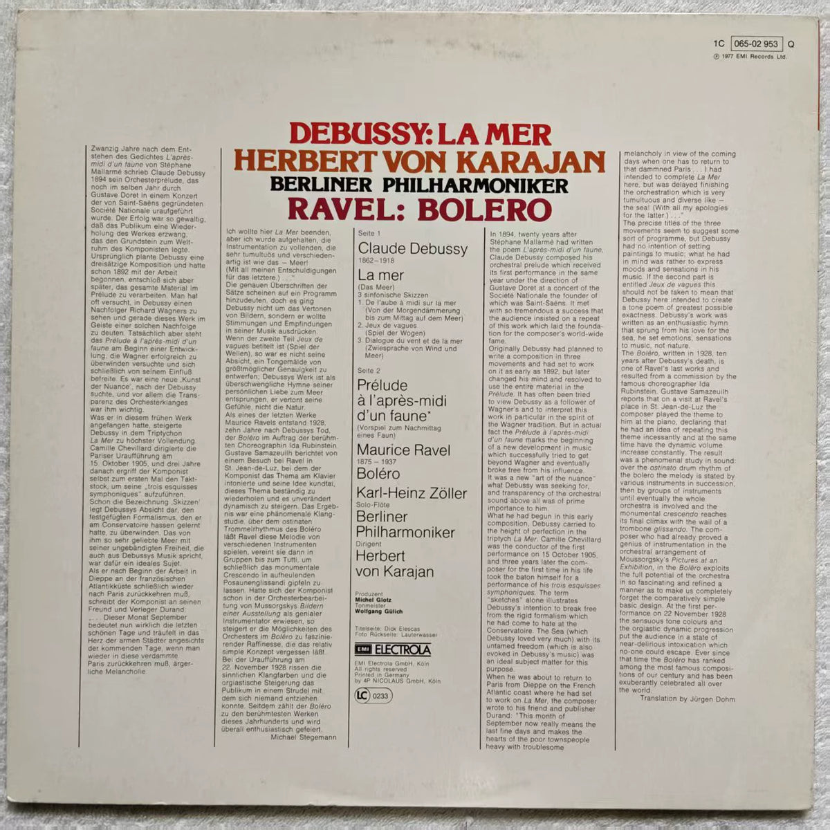 Ravel: Boléro / Debussy: La Mer – Karajan, Berlin Philharmonic (LP) – source photo 2