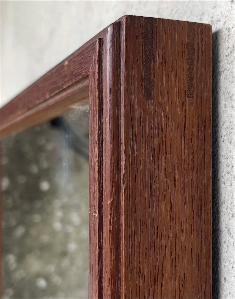 French Vintage Wooden Wall Mirror – 32 × 37 cm – actual product photo 2