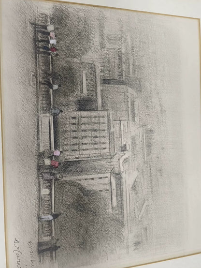 村田鹿治 – Paris Landscape Drawing – Framed