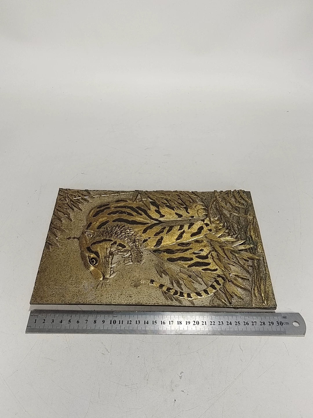 Tiger and Bamboo – Japanese Vintage Metal Relief Panel – detail 8