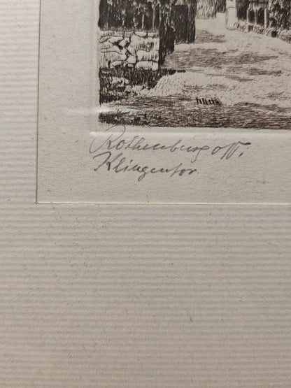 Rothenburg Klingentor – Framed German Town Etching – actual item photograph 2