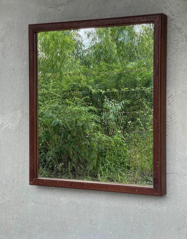 French Vintage Wooden Wall Mirror – 32 × 37 cm – actual product photo 4